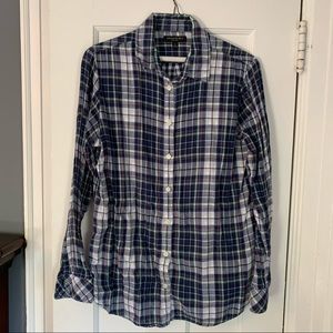 Banana Republic Plaid Button-up Cotton Top Size L